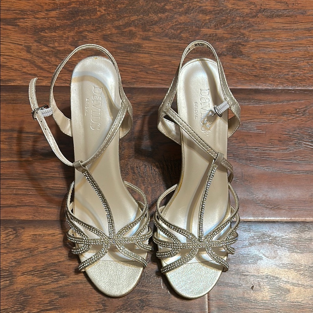 David's Bridal Rosegold Strappy Heels